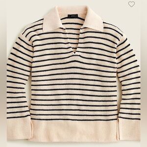 J.Crew Cotton Relaxed Collared Sweater in Stripe
